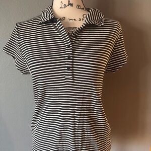 J Cree Black and White Striped Women's Top